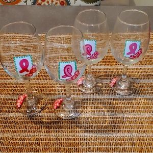 4pcs  Hand painted wine glasses